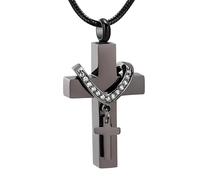 NBYGSC 925 Sterling Silver Cross Urn Necklace For Women and Men, Double Cross Cremation Urn Necklaces That Hold Ashes of Loved Ones, Cross Necklace For Ashes, Urn Necklaces For Ashes For Men
