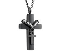 NBYGSC 925 Sterling Silver Cross Urn Necklace For Women and Men, Double Cross Cremation Urn Necklaces That Hold Ashes of Loved Ones, Cross Necklace For Ashes, Urn Necklaces For Ashes For Men