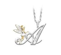 NBYGSC 925 Sterling Silver Fairy Necklace For Women, Lovely Crystal A B C D E F G H Letters Flower Fairy Necklaces, Tinkerbell Necklace, Fairy Jewelry, Tinkerbell Jewelry