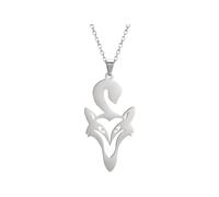 NBYGSC 925 Sterling Silver Fox Necklace For Women and Men, Fox Pendant Necklace Fox Charm Engagement, Fox Girl Gold Initial Necklace, Fox Jewelry For Women, Therian Jewelry