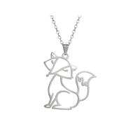NBYGSC 925 Sterling Silver Fox Necklace For Women and Men, Fox Pendant Necklace Fox Charm Engagement, Fox Girl Gold Initial Necklace, Fox Jewelry For Women, Therian Jewelry