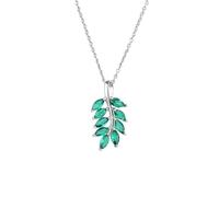 NBYGSC 925 Sterling Silver Green Leaf Necklace For Women and Girls, Green Leaf Shaped Neck Chain Green Four Leaf Pendant Leaves Plant Green Crystal Leaf Pendant, Short Leaf Necklace