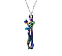 NBYGSC 925 Sterling Silver Hug Necklace For Women and Men, Hug Couple Necklace Classic Embrace Little People Charm Couple Pendant Necklace Punk Lovers' Hug, Hugs and Kisses Necklace