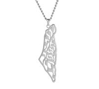 NBYGSC 925 Sterling Silver Israel Necklace For Women and Men, Israel Pendant Necklace - Israel Map Pendant Necklaces Country Geography, Necklace For Patriots