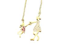 NBYGSC 925 Sterling Silver Mommy and Me Necklace, Mom Daughter Necklace Pendant Chain Choker Cubic Zirconia, Mother Daughter Necklace Set For 2, Mommy Daughter Necklace, Kindergarten Necklace Mommy