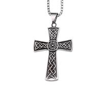 NBYGSC 925 Sterling Silver Nordic Viking Celtic Cross Necklace For Men, Biker Amulet Celtic Cross Pendant - Men's Celtic Cross Necklace, Irish Cross Necklace Women Birthday Christmas Gifts