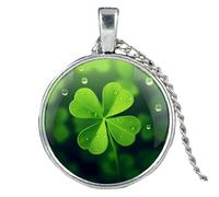NBYGSC 925 Sterling Silver Patricks Day Necklaces For Women and Men, Classic Patrick Day Shamrock Four-Leaf Wooden Necklace Glass, Patricks Day Beads Bulk, Green Bead Necklace