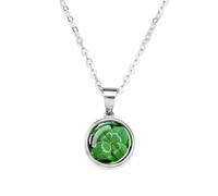 NBYGSC 925 Sterling Silver Patricks Day Necklaces For Women and Men, Four-Leaf Glass Dome Necklace Patrick Day Green Necklace, Patricks Day Beads Bulk, Green Bead Necklace