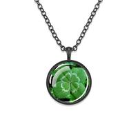 NBYGSC 925 Sterling Silver Patricks Day Necklaces For Women and Men, Four-Leaf Glass Dome Necklace Patrick Day Green Necklace, Patricks Day Beads Bulk, Green Bead Necklace