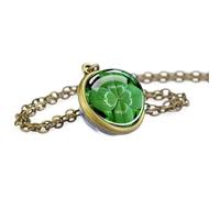 NBYGSC 925 Sterling Silver Patricks Day Necklaces For Women and Men, Four-Leaf Glass Dome Necklace Patrick Day Green Necklace, Patricks Day Beads Bulk, Green Bead Necklace