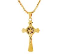 NBYGSC 925 Sterling Silver Saint Benedict Crucifix Necklace Men, Religious Cross Necklace with Jesus On It - Catholic Amulet Crucifix Pendant For Men, Jesus Cross Necklace For