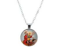 NBYGSC 925 Sterling Silver Saint Michael Necklace For Women and Men, Glass Gem Necklace Archangel .Michael Protect Me Saint Shield Protection Charm, Michael Necklace, Saint Michael Pendant For Men