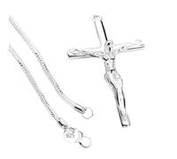 NBYGSC 925 Sterling Silver Snake Chain Crucifix Necklace Men, 18-30 Inch Cross Necklace with Jesus On It - Crucifix Pendant For Men, Jesus Cross Necklace For Christmas Thanksgiving Gifts