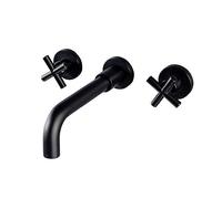 NBYGSC All Copper Concealed Split Double Handle Hot and Cold Water Basin North American, into The Wall Three-Hole Faucet Black