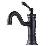 NBYGSC Antique Black Basin Faucet Rotatable Hot & Cold Full Copper Retro Brushed Finish Above Counter Short Style Ideal for Bathrooms