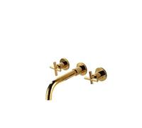 NBYGSC Antique Black Brass Wall-Mounted Kitchen Faucet Swivel Double Cross Handle Hot & Cold Sink Mixer Elegant Gold Finish Retro