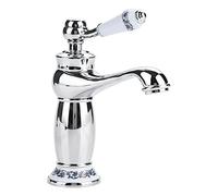 NBYGSC Antique Brass Floral Single Handle Mixer Tap Hot & Cold Water Faucet for Bathroom Sink Basin - Elegant Chrome Finish