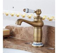 NBYGSC Antique Brass Tap European Style Bathroom Sink Faucet Copper Hot Water Mixer for Kitchen & Basin Black Brushed Finish Above Counter B Bronze Color