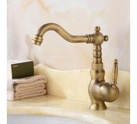 NBYGSC Antique Faucet Carved Basin Hot and Cold Water Faucet Basin Single Handle Single Hole heightened Brass European Swivel, Antique Dwarf Gourd Faucet