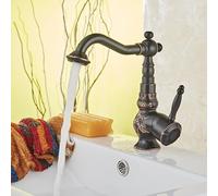 NBYGSC Antique Faucet Carved Basin Hot and Cold Water Faucet washbasin Single Handle Single Hole heightened Brass European Swivel, c Black Rose Dwarf Dragon Head