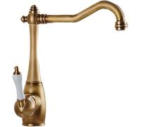 NBYGSC Antique Kitchen Mixer Tap Double Handle Hot Cold Full Copper Faucet Vegetable Sink Dishwashing & Basin Swivel for Easy Use