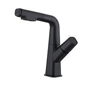 NBYGSC Bathroom Faucet with Pull out Sprayer Liftable Dual Mode Hot and Cold Brass 360° Swivel Single Hole Basin Mixer Tap,Grey