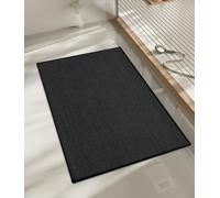 NBYGSC Bathroom Rugs Mat 32x17 Ultra Thin Non Slip Bath Mat Quick Dry Absorbent Bath Mat for Bathroom Floor (Black 32"x17")