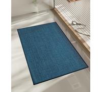 NBYGSC Bathroom Rugs Mat 32x17 Ultra Thin Non Slip Bath Mat Quick Dry Absorbent Bath Mat for Bathroom Floor (Dark Blue 32"x17")