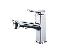 NBYGSC Bathroom Tap with Pull-out Sprayer Dual Mode Hot & Cold Brass Single Handle Multifunctal Retractable Pull-Down Mixer taps for Basin faucets Sink Tap,Silver