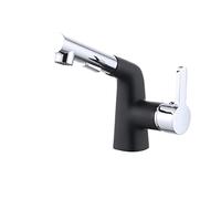NBYGSC Bathroom Tap with Pull-out Sprayer Hot and Cold Dual Mode Brass Single Handle Retractable Pull-Down Mixer taps for Basin faucets Sink Tap,Black