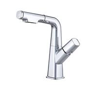 NBYGSC Bathroom Tap with Pull-out Sprayer liftable Dual Mode Hot and Cold Brass 360° Swivel Pull-Down Mixer taps for Basin faucets Sink Tap,Silver