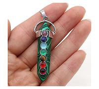 NBYGSC Beads Natural Stone,7 Chakra Reiki Healing Crystal Pendant Hexagon Point Charms Necklace Jewelry Making Accessories for Jewelry Making (Color : Blue, Size : Malachite)