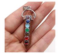 NBYGSC Beads Natural Stone,7 Chakra Reiki Healing Crystal Pendant Hexagon Point Charms Necklace Jewelry Making Accessories for Jewelry Making (Color : Blue, Size : Sand Stone)