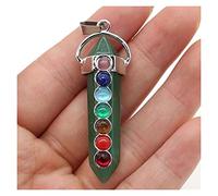 NBYGSC Beads Natural Stone,7 Chakra Reiki Healing Crystal Pendant Hexagon Point Charms Necklace Jewelry Making Accessories for Jewelry Making (Color : Blue, Size : Green Aventurine)
