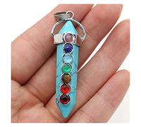 NBYGSC Beads Natural Stone,7 Chakra Reiki Healing Crystal Pendant Hexagon Point Charms Necklace Jewelry Making Accessories for Jewelry Making (Color : Blue, Size : Turquoise)