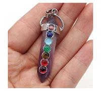 NBYGSC Beads Natural Stone,7 Chakra Reiki Healing Crystal Pendant Hexagon Point Charms Necklace Jewelry Making Accessories for Jewelry Making (Color : Blue, Size : Amethyst)
