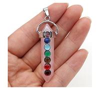 NBYGSC Beads Natural Stone,7 Chakra Reiki Healing Crystal Pendant Hexagon Point Charms Necklace Jewelry Making Accessories for Jewelry Making (Color : Blue, Size : Rose Quartz)