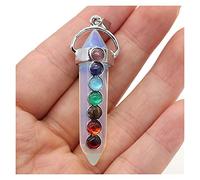 NBYGSC Beads Natural Stone,7 Chakra Reiki Healing Crystal Pendant Hexagon Point Charms Necklace Jewelry Making Accessories for Jewelry Making (Color : Blue, Size : Opal)