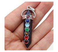 NBYGSC Beads Natural Stone,7 Chakra Reiki Healing Crystal Pendant Hexagon Point Charms Necklace Jewelry Making Accessories for Jewelry Making (Color : Blue, Size : Blue Sand Stone)