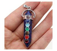 NBYGSC Beads Natural Stone,7 Chakra Reiki Healing Crystal Pendant Hexagon Point Charms Necklace Jewelry Making Accessories for Jewelry Making (Color : Blue, Size : Lapis Lazuli)
