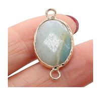 NBYGSC Beads Natural Stone Elliptical Amethysts Quartz Charms Pendant for Necklace Bracelet Jewelry Making for Jewelry Making (Color : Amazonite, Size : 14x27mm)