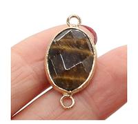 NBYGSC Beads Natural Stone Elliptical Amethysts Quartz Charms Pendant for Necklace Bracelet Jewelry Making for Jewelry Making (Color : Tiger Eye Stone, Size : 14x27mm)