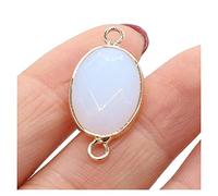 NBYGSC Beads Natural Stone Elliptical Amethysts Quartz Charms Pendant for Necklace Bracelet Jewelry Making for Jewelry Making (Color : Opal, Size : 14x27mm)