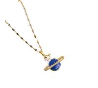NBYGSC Beautiful and Fashionable Blue Oil Dripping Dream Planet Pendant Necklace Collarbone Chain for Ladies-T47