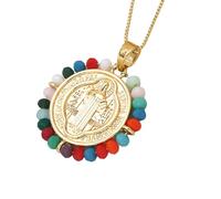 NBYGSC Benedict Necklace For Women and Men, Multicolor Beads Saint Benedict Necklaces, Benedict Medals, Medalla De San Benito, San Benito Medalla, Saint Benedict Medal