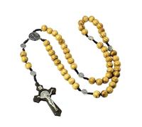 NBYGSC Black Handmade Wood Beads Rosary Necklace For Women Men Cross Mary Crucifix Pendant Chain Religion Jewelry