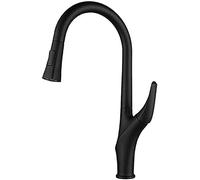 NBYGSC Black Pull-out Spray Kitchen Faucet Hot & Cold Water Swivel Brass Single Hole Sink Tap Water-Saving Easy Installat Construct