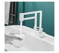 NBYGSC Black Swivel Mixer Tap Brass Basin Vessel Sink Faucet, Hot & Cold Water, Square, Bathroom Accessory (Color: Nero, Size: T)