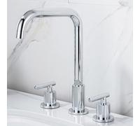NBYGSC Black Three-Hole Faucet Hot and Cold Water Three-Piece Set of Copper Three-Hole Split Faucet Basin, Silver Seven-Figure Pipe