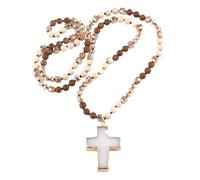 NBYGSC Bohemian Tribal Western Cross Necklace For Women, 6-8mm Natural Stones Knotted Western Cross Necklace - Vintage Cross Necklace, Men's Western Necklace For Birthday Halloween Gifts